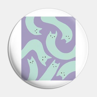 cat pattern aesthetic illustration purple mint light Pin