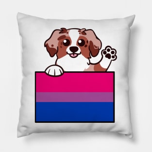 Love is Love Puppy - Red Merle - Bi Pride Flag Pillow