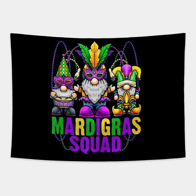 Funny Mardi Gras Gnomes Mardi Gras Squad Gnome Tapestry by jadolomadolo