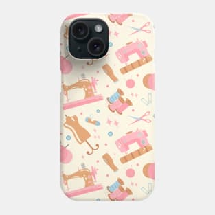 Sewing and Quilting Themed Pastel Print Phone Case