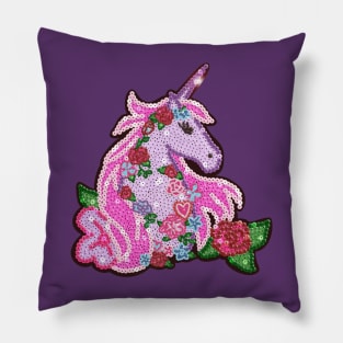 Sequin Unicorn Illustration Pillow