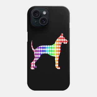 Colorful Rainbow Harlequin Great Dane Silhouette Phone Case