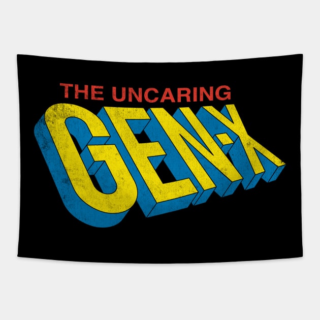 The Uncaring Gen-X - Vintage Distressed Superhero - Comic Book Graphic Logo Tapestry by Nemons