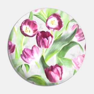 Deep Magenta Tulips on Creamy Peach Pin