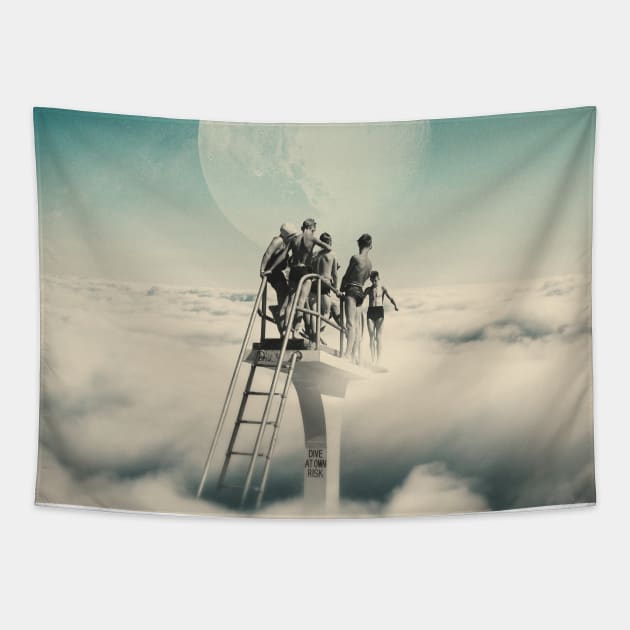 Dive at your own risk Tapestry by lacabezaenlasnubes