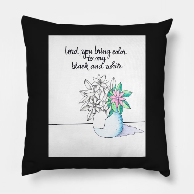 Color to Black & White Pillow by LauraCLeMaster