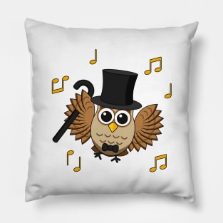 Cute Dancing Owl with Music Notes Cartoon without BG Pillow