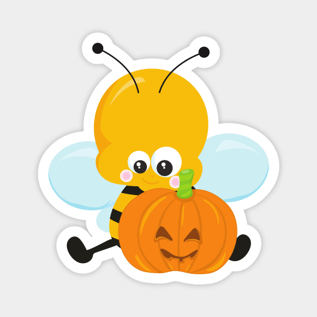 Halloween, Cute Bee, Pumpkin, Trick Or Treat, Boo Magnet by Jelena Dunčević