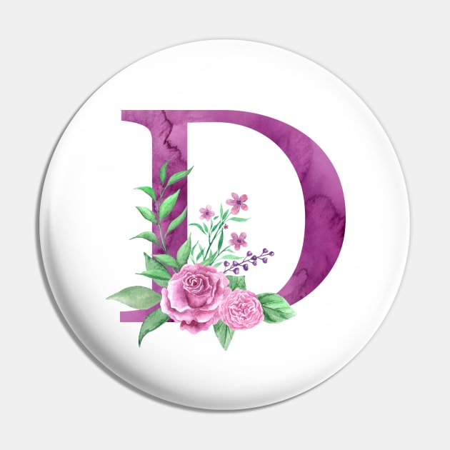 Floral Monogram D Beautiful Rose Bouquet Pin by floralmonogram