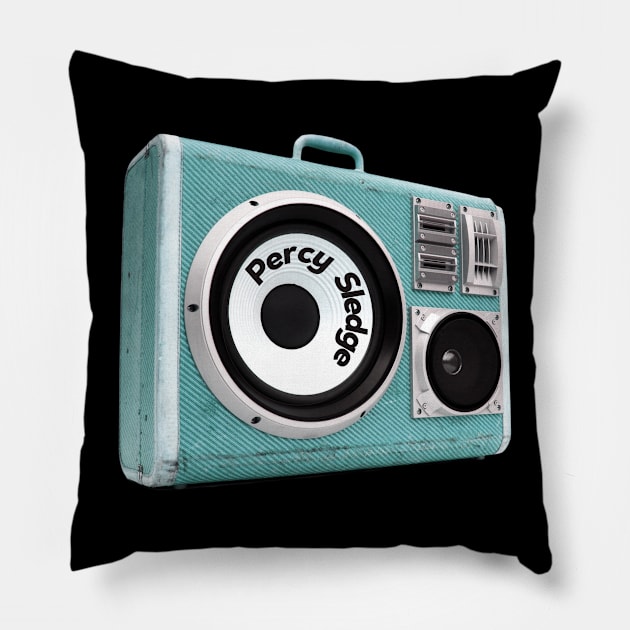 a radio 60s with sticker Percy Sledge Pillow by theStickMan_Official