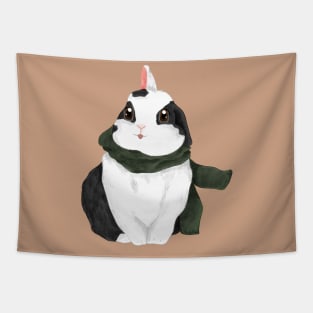 White Smiling Rabbit Tapestry