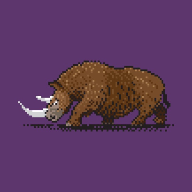 Prehistoric Pixels - Woolly Rhino by TeeBC