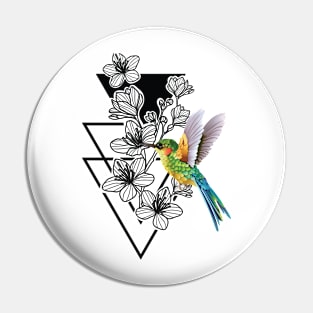 Roses And Hummingbird Pin