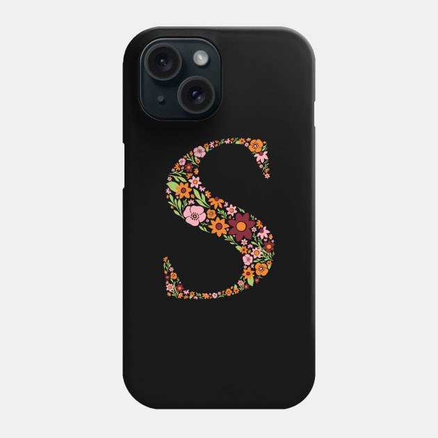 Retro Floral Letter S Phone Case by zeljkica