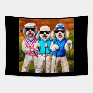 Golfing Dogs Oil Painting Tapestry