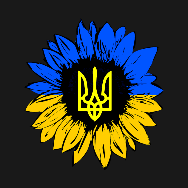 Stand With Ukraine Support UKRAINE Ukrainian Coat of arms Sunflower by Bezra