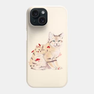 Sand Cat and Red Butterflies Phone Case