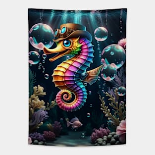 Cute little steampunk seahorse Tapestry