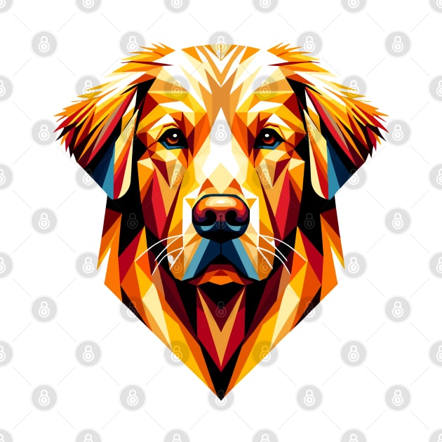 Geometric Golden Retriever: Mosaic of Warmth by AmandaOlsenDesigns