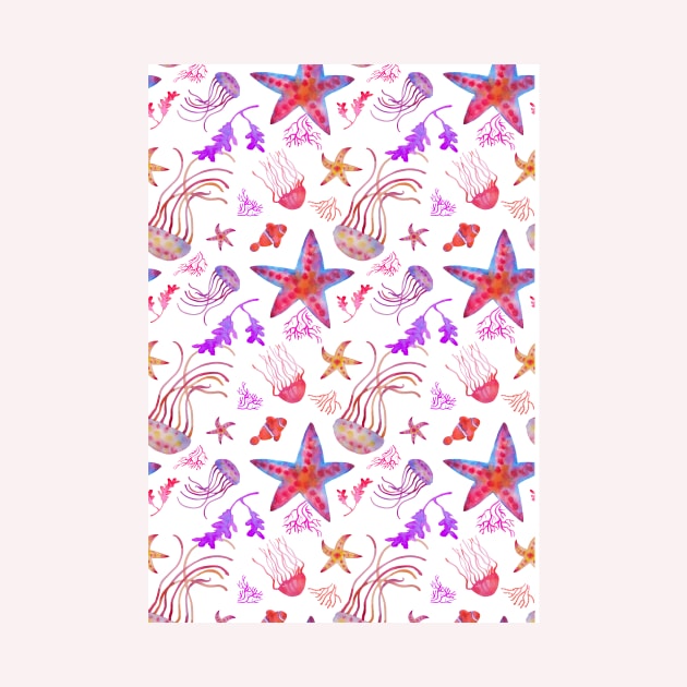 Starfish and jellyfish pattern by AgniArt