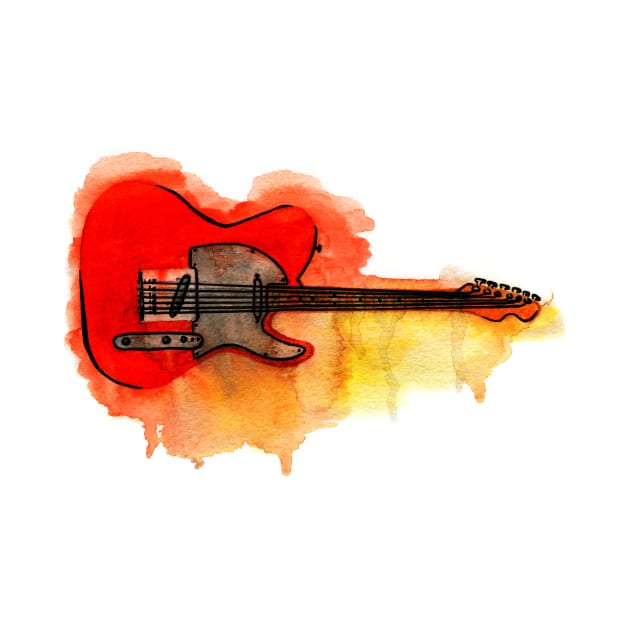 Watercolor guitar by ulyanaandreeva