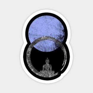 Meditating Buddha statue with Blue Halo Magnet