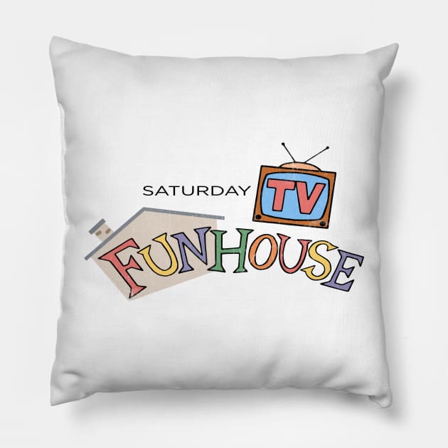 Saturday TV Funhouse - distressed vintage style SNL inspired by Kelly Design Company Pillow by KellyDesignCompany