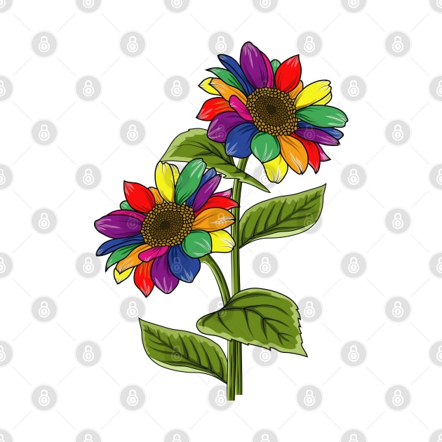 Rainbow Sunflowers by Designoholic