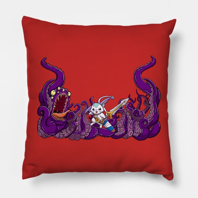 monster vs rabbit 02 Pillow by Variart Studios