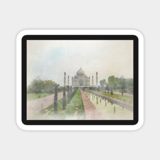 Taj Mahal Agra India Watercolour Magnet