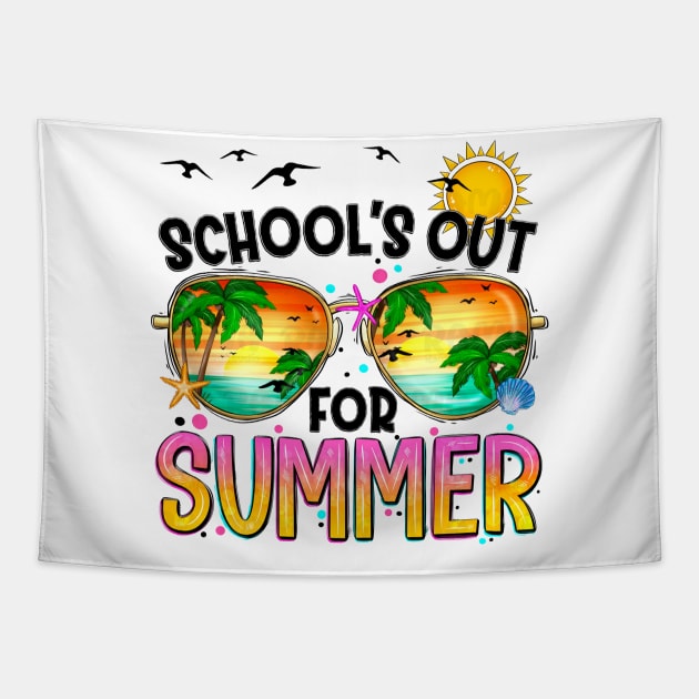 Retro Schools Out For Summer Last Day Of School Teacher Kids Tapestry by Tater's 