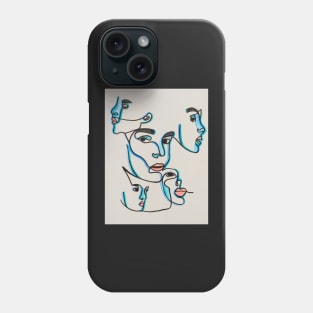 Line faces green and blue Phone Case