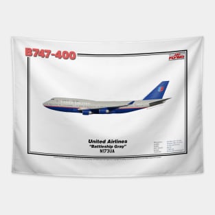 Boeing B747-400 - United Airlines "Battleship Gray" (Art Print) Tapestry