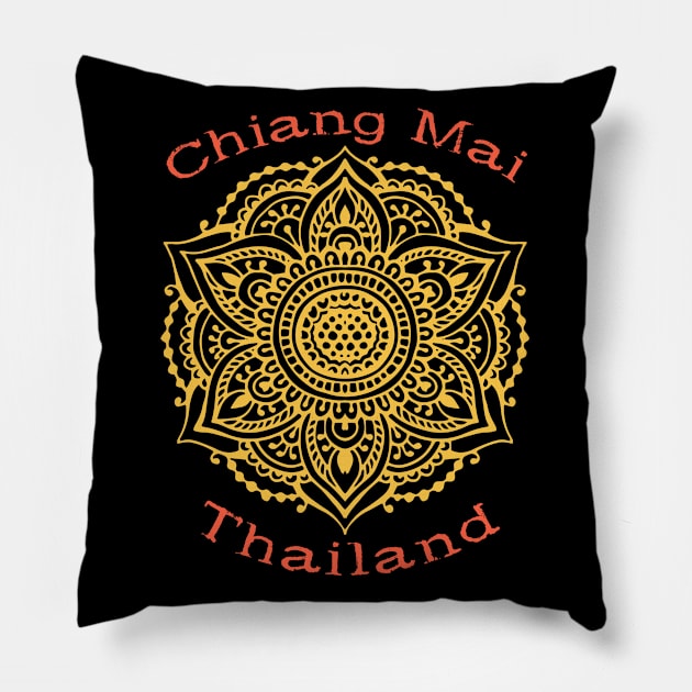 Chiang Mai Thailand Mandala Thai Digital Nomad Pillow by Pine Hill Goods