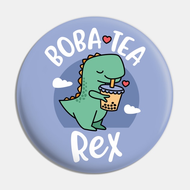 Boba Tea Rex - Cute Funny Bubble Tea Pin by BobaTeaMe