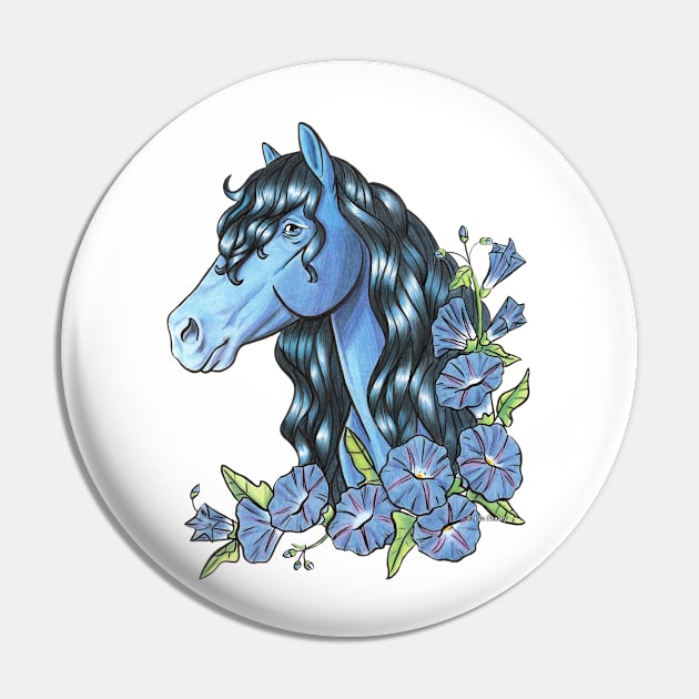 Sapphire Horse with Morning Glory Pin by lizstaley