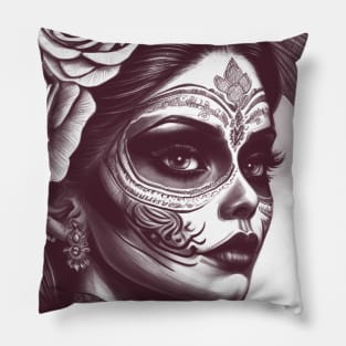 Portrait of a Mexican Catrina Pillow