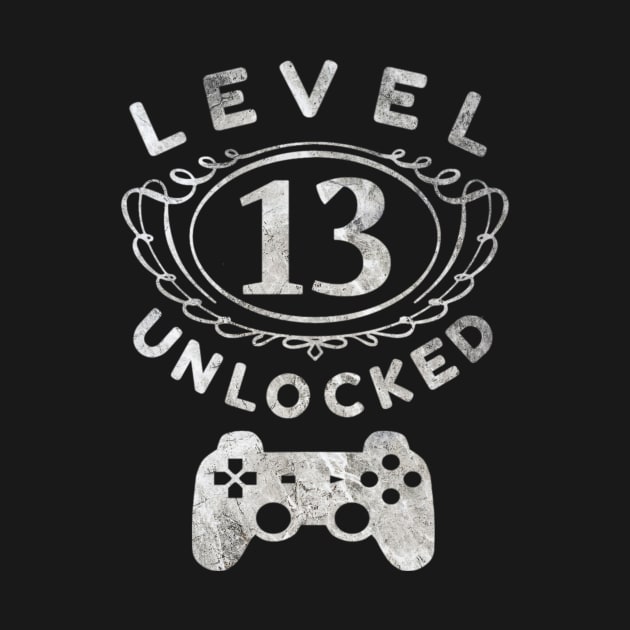 Level 13 Unlocked Tshirt 13th Video Gamer Birthday Boy Gifts by Grabitees