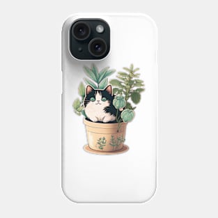 Black Cat and Plants Phone Case