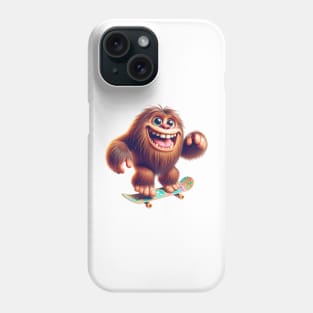 Son of Sasquatch Skateboarding | Little Bigfoot Skating and Smiling on a Skateboard Phone Case