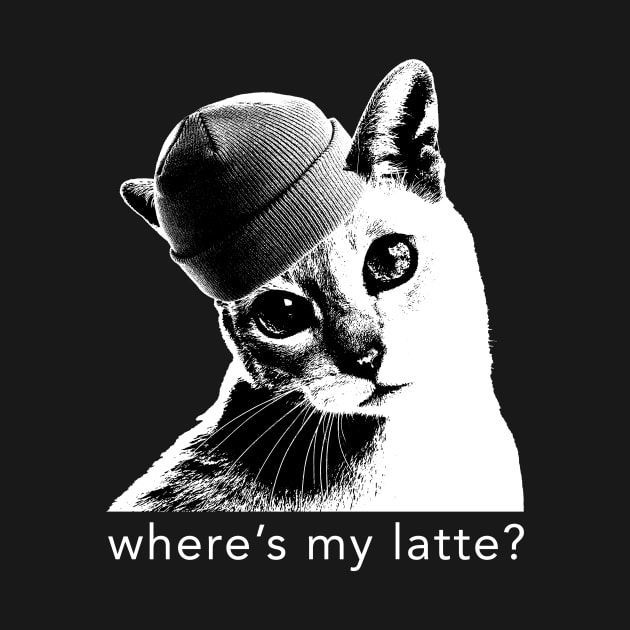 Hipster Cat // where's my latte? by stitches