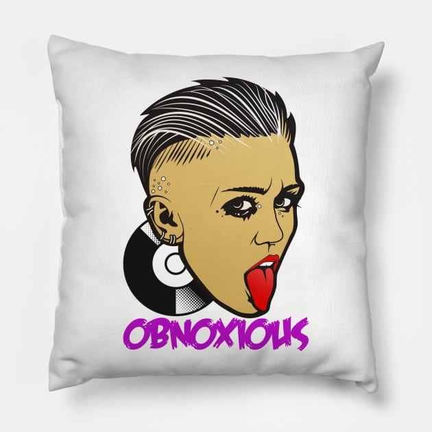 OBNOXIOUS MILEY Pillow by theanomalius_merch