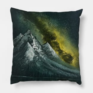 Yellow Green Milky Way Galaxy Night Sky Pillow