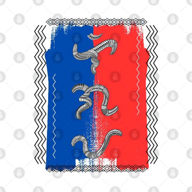 Philippine Flag / Baybayin word Ligaya (Happiness) by Pirma Pinas