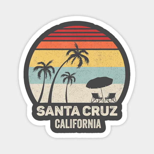 Retro California Santa Cruz Beach Shirt Vintage Magnet by oblongataexpand