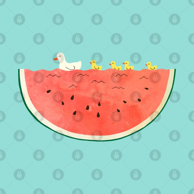 duckies and watermelon by milkyprint