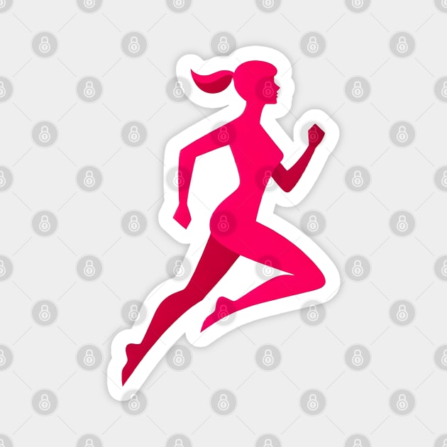 Fitness Running Doll Silhouette Magnet by Retro Travel Design