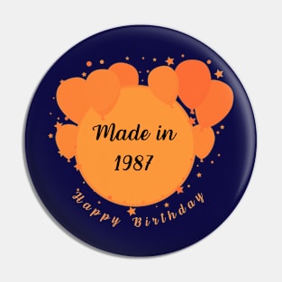 Happy Birthday 1987 Pin