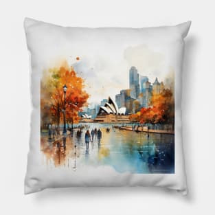 Sydney Australia watercolor pattern Pillow