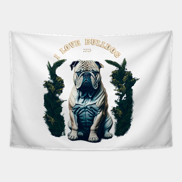 Floral Devotion: Love for Bulldogs Tapestry by SleekBlends